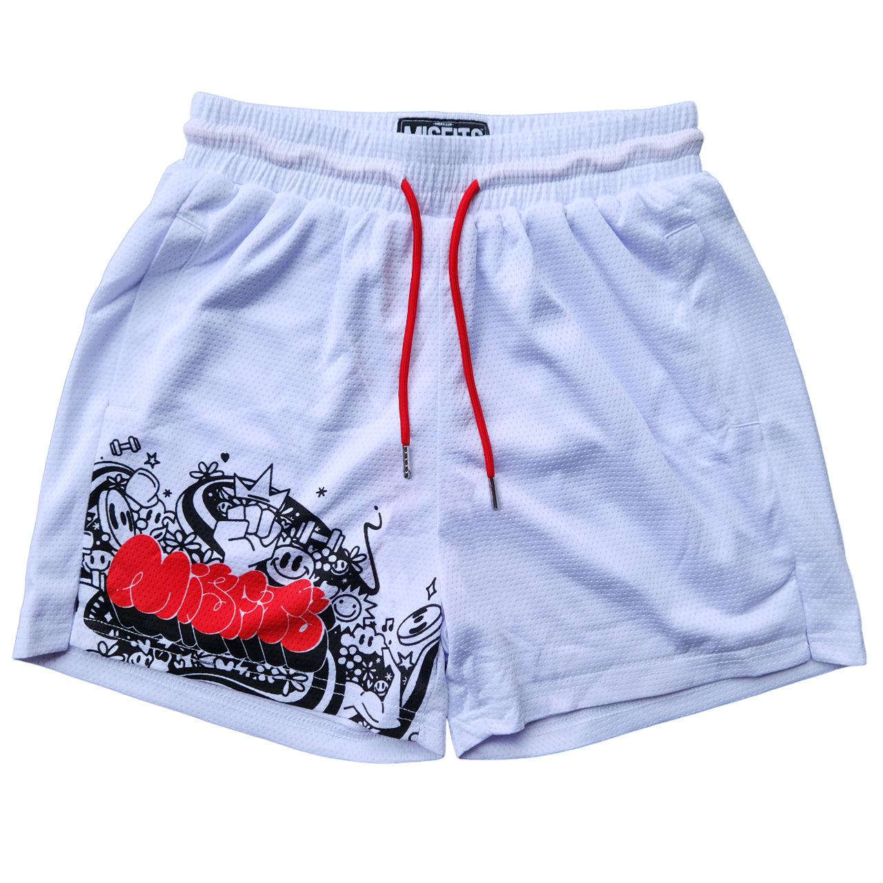 "MISFITS" LIFTING SHORTS [4" INSEAM] - WHITE/RED