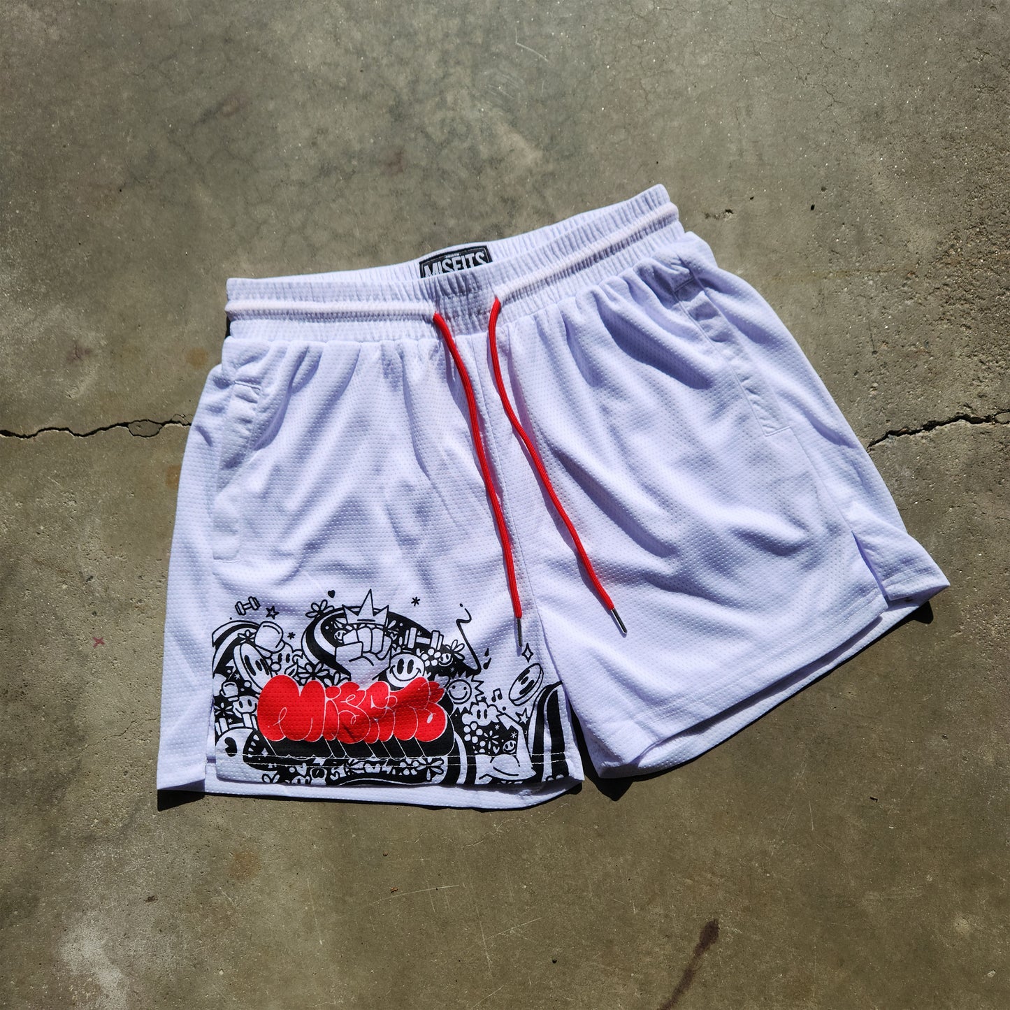 "MISFITS" LIFTING SHORTS [4" INSEAM] - WHITE/RED